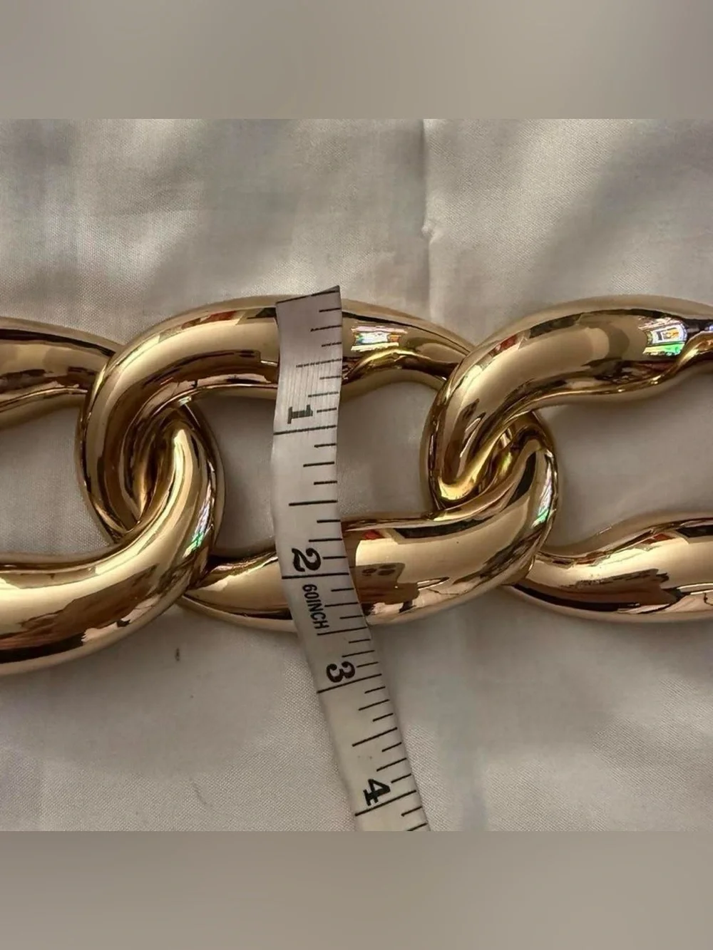 Gold tone chunky metal chain belt